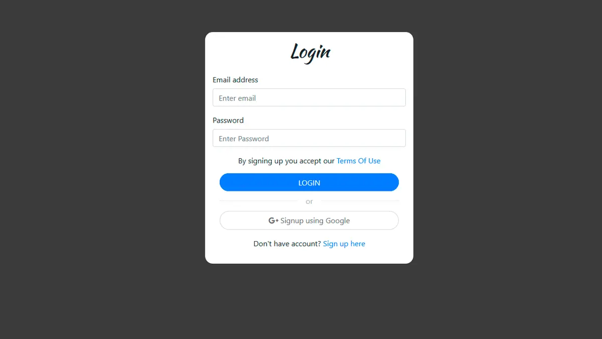 Simple Login Signup Form With Validation screenshot