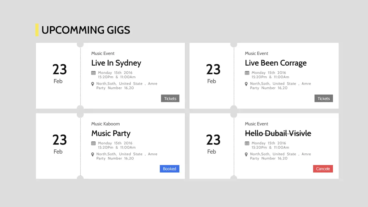 CSS Tickets - Ticket Grid example : CSS Mix