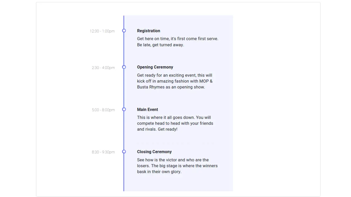 Timeline Events screenshot