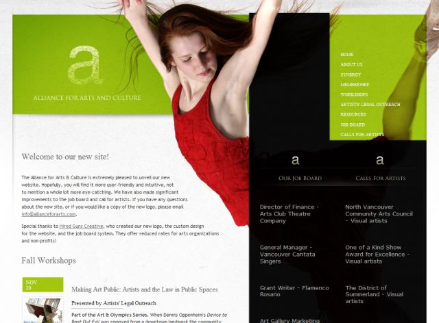 Alliance for Arts screenshot