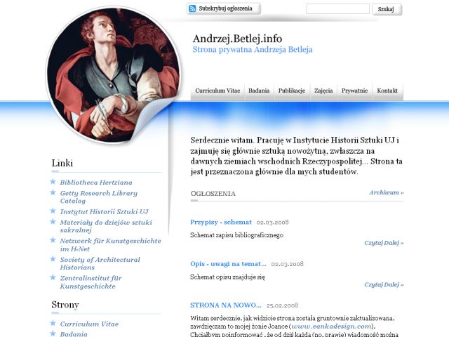 Andrzej Betlej.info screenshot