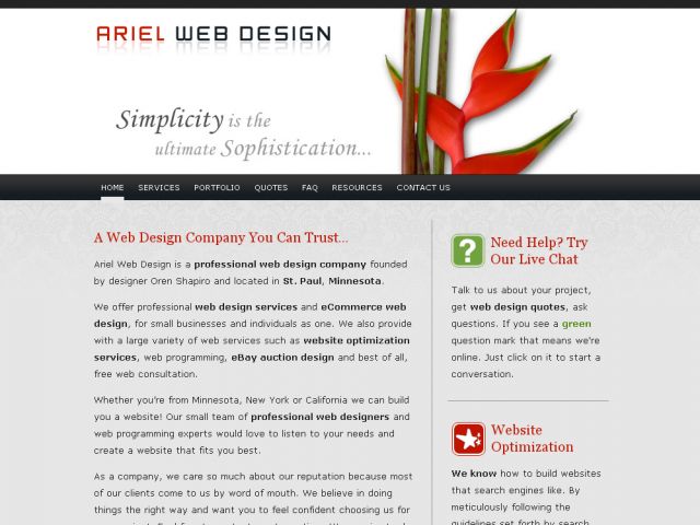Ariel Web Design screenshot