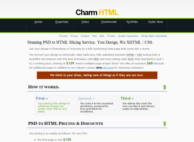 Charm HTML screenshot