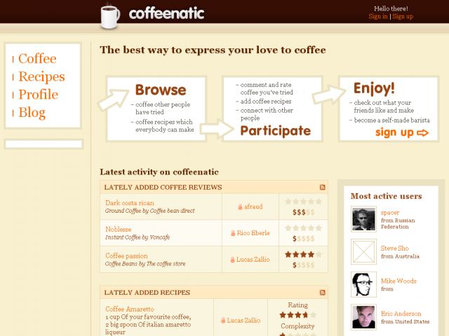 Coffeenatic screenshot
