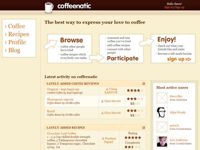 Coffeenatic screenshot