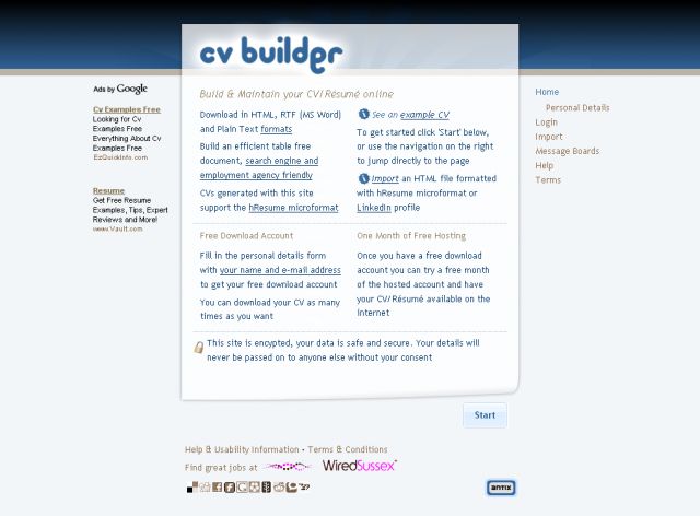 Antix CV Builder screenshot
