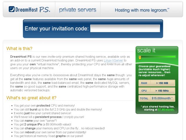 DreamHost Private Servers screenshot