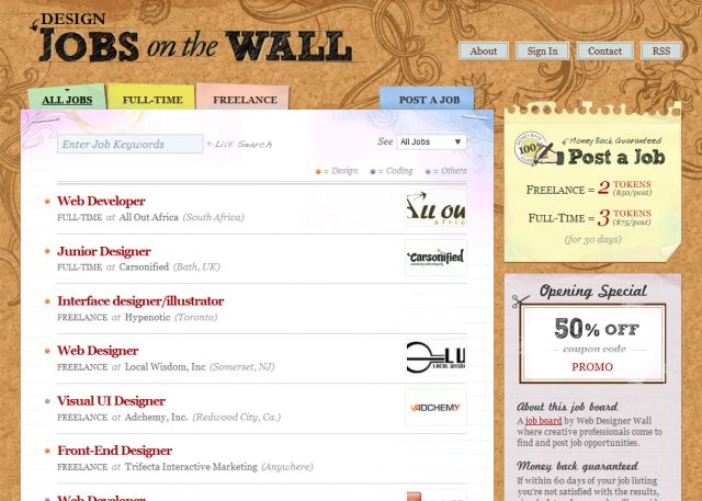 Design Jobs on the Wall screenshot