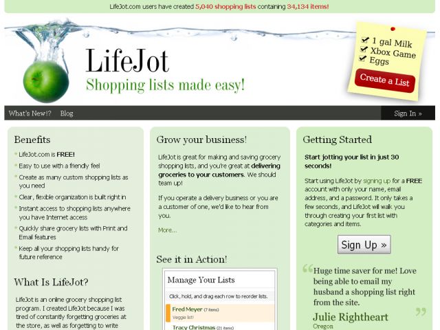 LifeJot.com screenshot