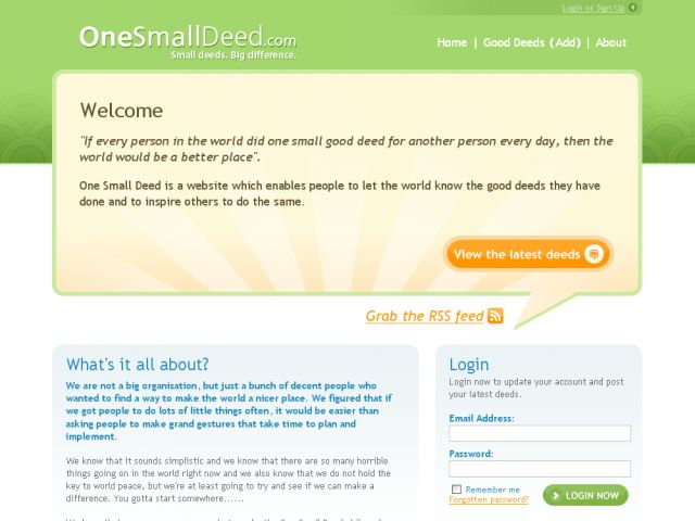 OneSmallDeed.com screenshot