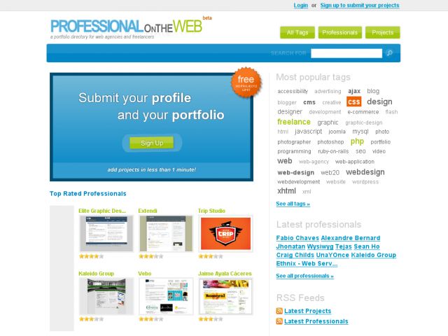 Professional On The Web screenshot