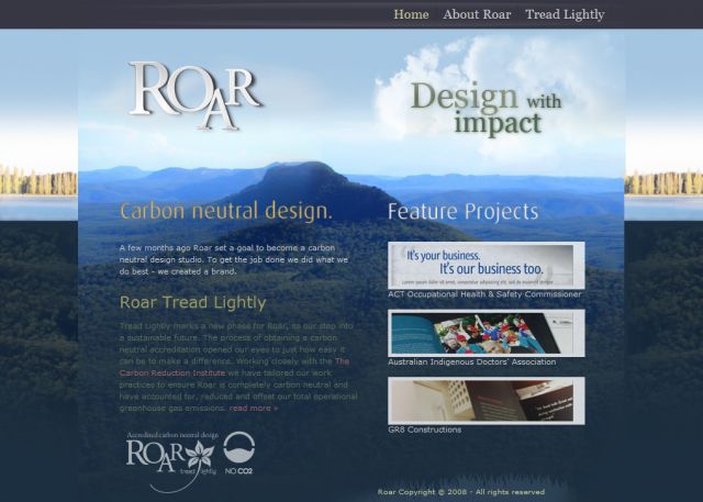 Roar Carbon Neutral Design screenshot