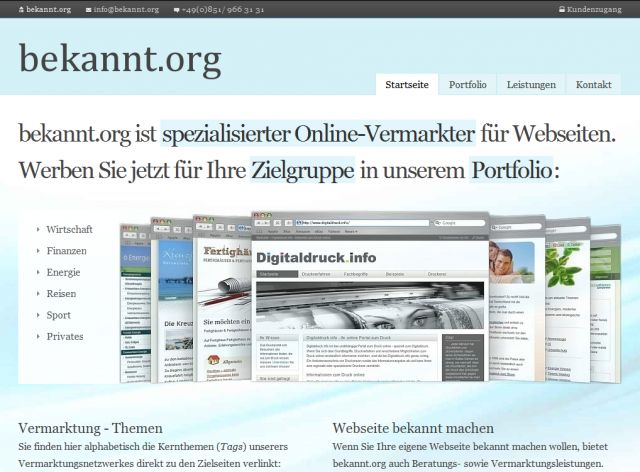 Bekannt.org screenshot
