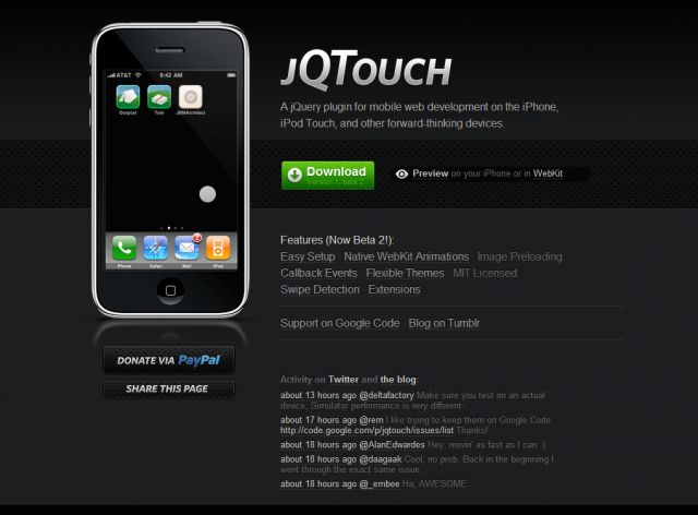 jQTouch screenshot