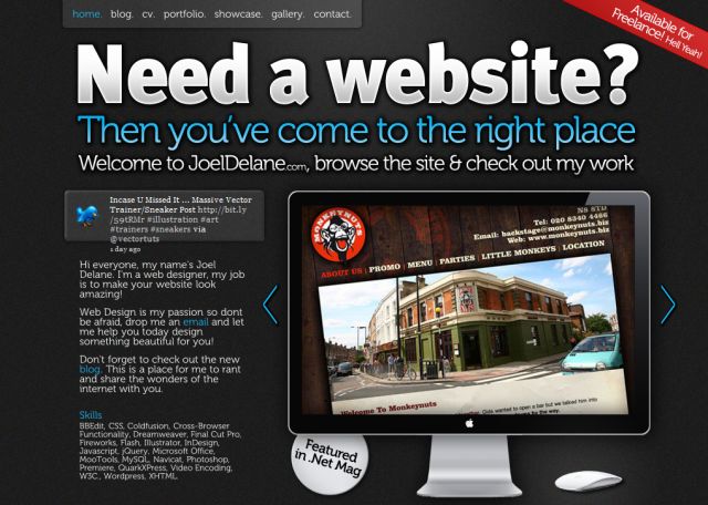 JoelDelane.com screenshot