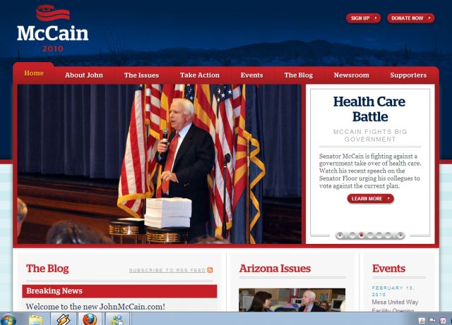 John McCain for U.S. Senate screenshot