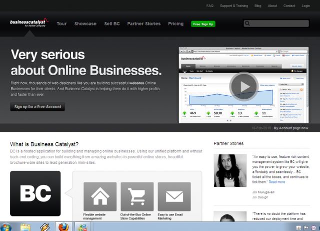 Adobe Business Catalyst screenshot