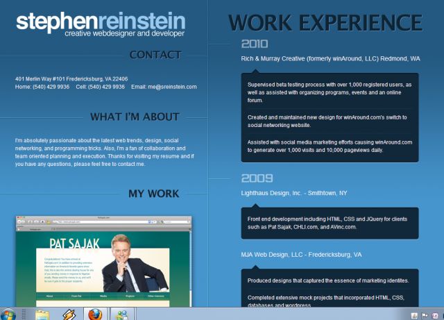 Stephen Reinstein - Freelance Web Designer screenshot