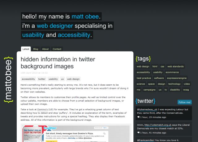 mattobee.com screenshot