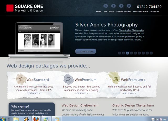 Square One web design screenshot