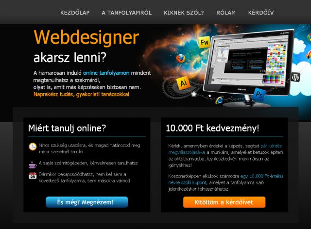 Webdesign tanfolyam screenshot
