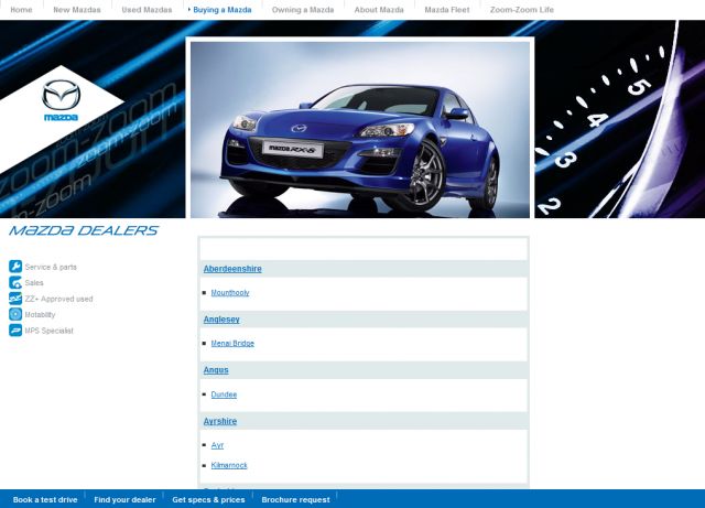 Mazda Dealers screenshot