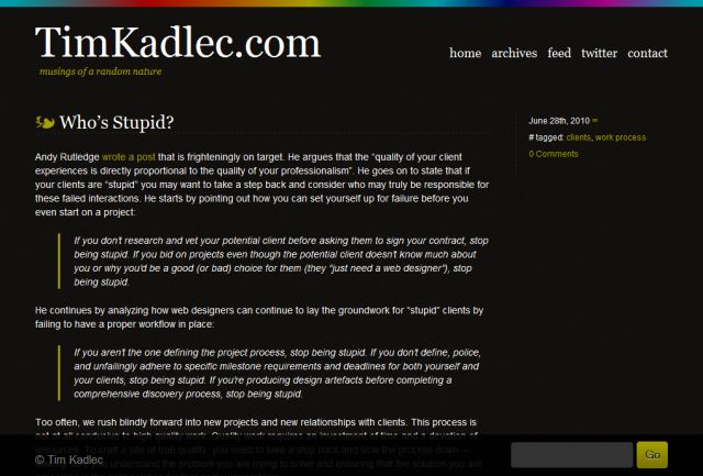 TimKadlec.com screenshot