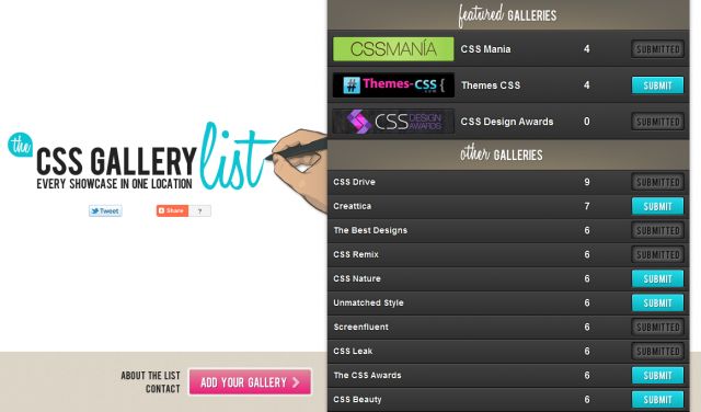 The CSS Gallery List screenshot
