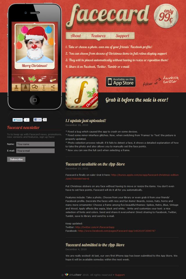 Facecard Christmas Edition screenshot