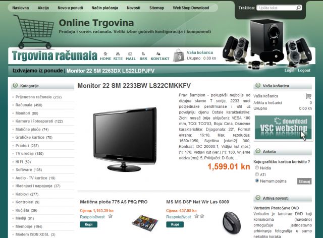 Online prodaja Webshop screenshot