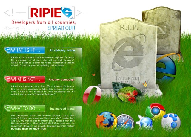 RIPIE6.com screenshot