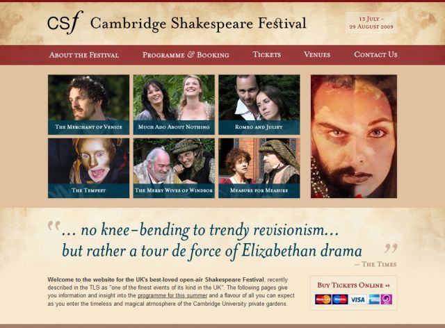 Cambridge Shakespeare Festival screenshot