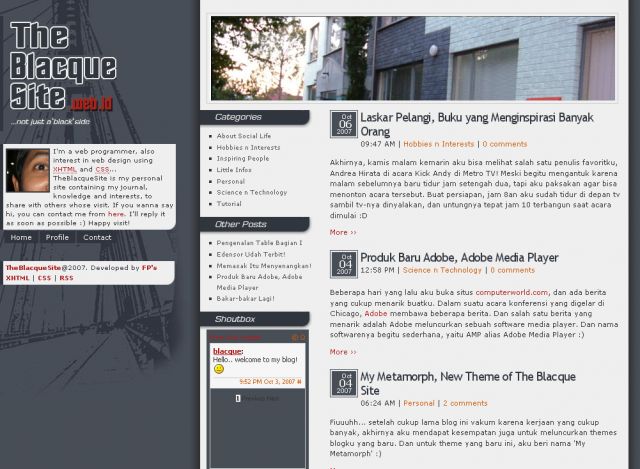 the blacque site screenshot