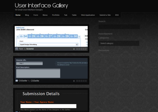 User Interface Gallery screenshot