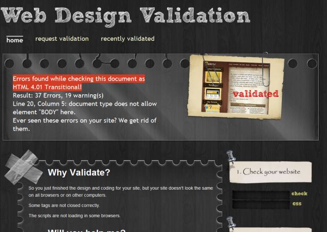 Web Design Validation screenshot
