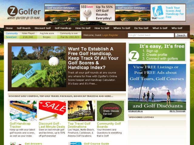 ZGolfer.com screenshot